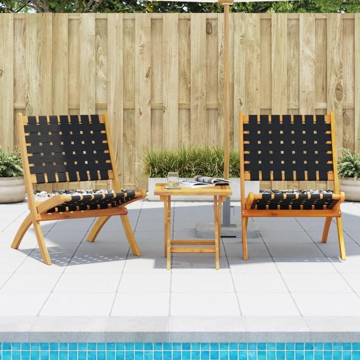 Acacia Hout Tuinstoelen Zwart | OP = OP | 35% Voordeel!, Tuin en Terras, Tuinstoelen, Inklapbaar, Nieuw, Hout, Verzenden