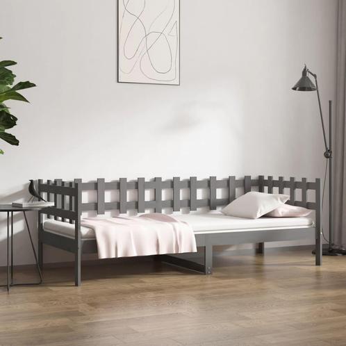 vidaXL Slaapbank 90x200 cm massief grenenhout grijs, Huis en Inrichting, Slaapkamer | Bedden, Nieuw, Verzenden