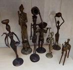 Lot de 7 statuettes Africaine en bronze - Figurine -  (7) -, Antiquités & Art, Curiosités & Brocante