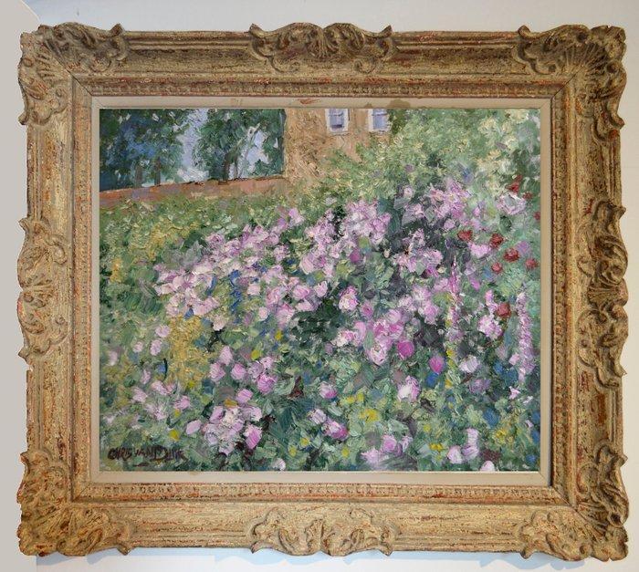 Chris van Dijk (1952) Impressionist -  Jardin Française, Antiek en Kunst, Kunst | Schilderijen | Klassiek