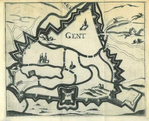 Stadsplattegrond van Ghent, Antiek en Kunst, Kunst | Etsen en Gravures