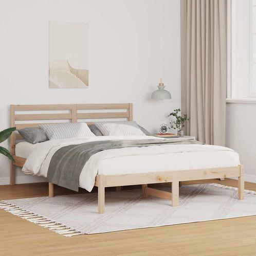 vidaXL Bedframe met hoofdeinde Bruin 140 x 190 cm Massief, Huis en Inrichting, Slaapkamer | Bedden, Nieuw, Verzenden