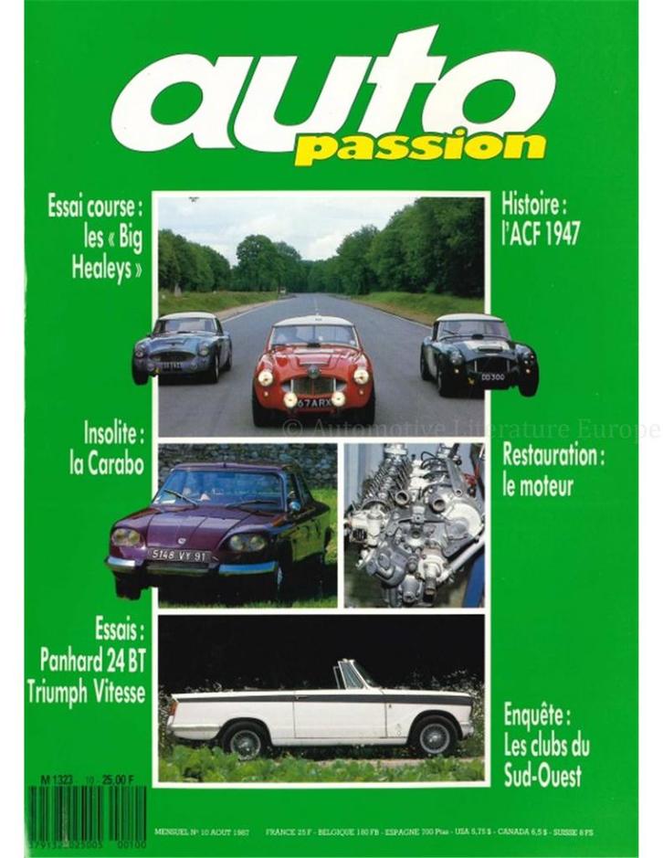 1987 AUTO PASSION TIJDSCHRIFT 10 FRANS, Boeken, Auto's | Folders en Tijdschriften