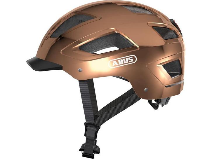 Abus Hyban 2.0 - Fietshelm - LED achterlicht - Chrome Rosé M, Fietsen en Brommers, Fietsaccessoires | Fietshelmen, Zo goed als nieuw