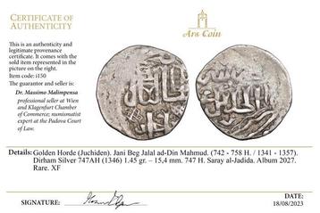 Mongoolse rijk Lot of 3 Rare coins Jani Beg, Mongke Khan, beschikbaar voor biedingen