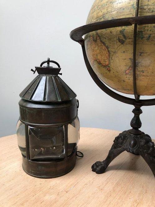 Maritieme objecten - Koper- Bijzondere vroege lamp, Antiek en Kunst, Curiosa en Brocante