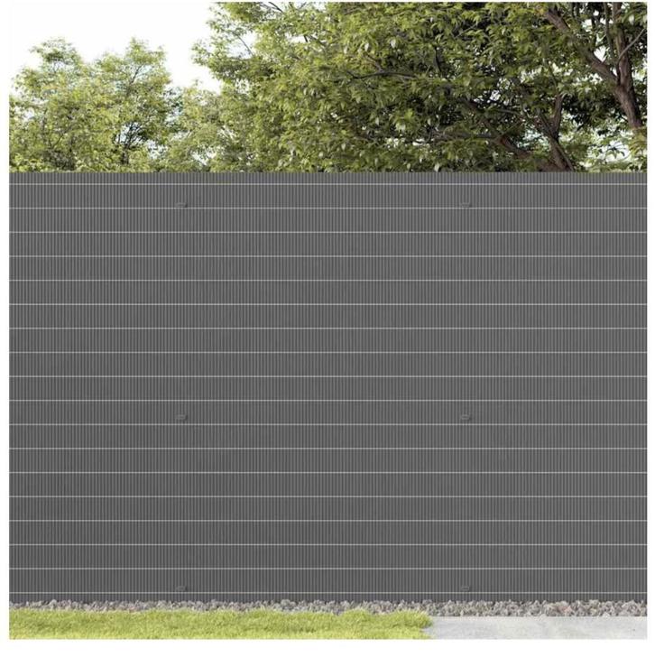 VidaXL Tuinhek Dubbelzijdig Grijs 1,8x5 m PVC, Tuin en Terras, Schuttingen, Nieuw, Ophalen