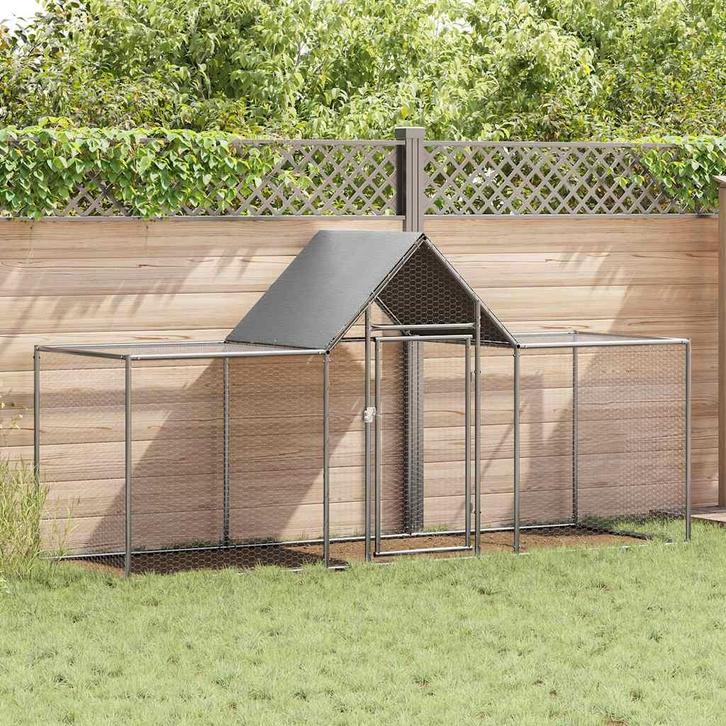 vidaXL Kippenren 3x1x1,5 m gegalvaniseerd staal, Animaux & Accessoires, Rongeurs & Lapins | Cages & Clapiers, Envoi