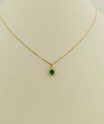 Sans Prix de Réserve - Collier Argent Émeraude - Diamant, Handtassen en Accessoires, Kettingen, Nieuw