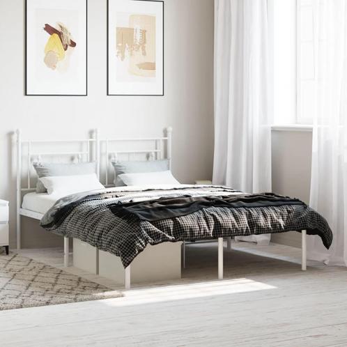 vidaXL Bedframe met hoofdbord metaal wit 140x200 cm, Huis en Inrichting, Slaapkamer | Bedden, Nieuw, Verzenden