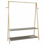 vidaXL Kledingrek met schappen 132x45,5x150,5 cm bamboe, Huis en Inrichting, Kasten | Kleerkasten, Verzenden, Nieuw