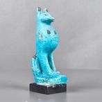 Oud Egyptisch Ptolemaïsch of Romeins Egyptisch Faience Chat, Verzamelen, Mineralen en Fossielen