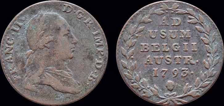 Austrian Netherlands Brabant Frans Ii double liard 1793 B..., Postzegels en Munten, Munten | Europa | Niet-Euromunten, België