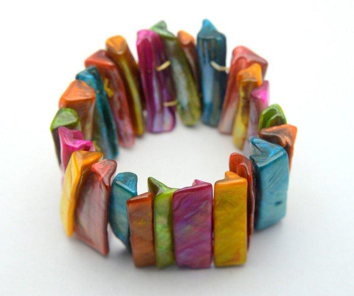 Natuurlijke parelmoer schelp, regenboogkleur - Armband, Verzamelen, Mineralen en Fossielen