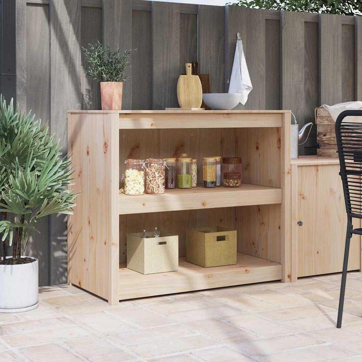 vidaXL Keuken Kast met plank Bruin 106 x 55 x 92 cm Massief, Huis en Inrichting, Kasten | Overige, Nieuw, Verzenden