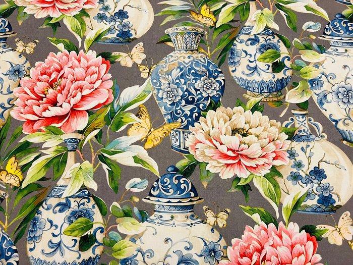 Bloeiende elegantie: Prachtige katoenstof Oeko Tex -, Antiek en Kunst, Antiek | Tapijten, Tafelkleden en Textiel