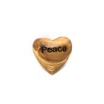 Set van 5 hartjes met gravure PEACE gemaakt van olijfhout