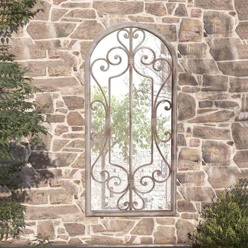 vidaXL Tuinspiegel 100x45 cm ijzer zandkleurig, Huis en Inrichting, Woonaccessoires | Spiegels, Nieuw, Verzenden