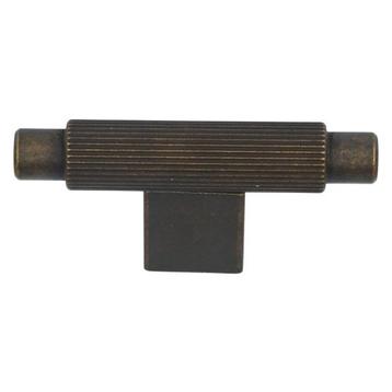 T-knop geribbeld 70 mm brons antiek
