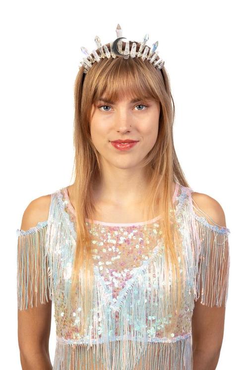 Kristal Haarband Helder Maan Edelstenen Zilver Glashelder Kr, Kleding | Dames, Carnavalskleding en Feestkleding, Nieuw, Ophalen of Verzenden