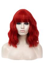 Luxe Rood Pruik Schouderlengte Rechte Pony Krullen Donkerroo, Kleding | Dames, Ophalen of Verzenden, Nieuw