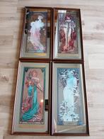 Spiegel (4)  - Glas, Hout - Naar Alfons Mucha, Antiquités & Art