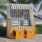 vidaXL Strandstoel met kussens poly rattan en hout wit en, Verzenden