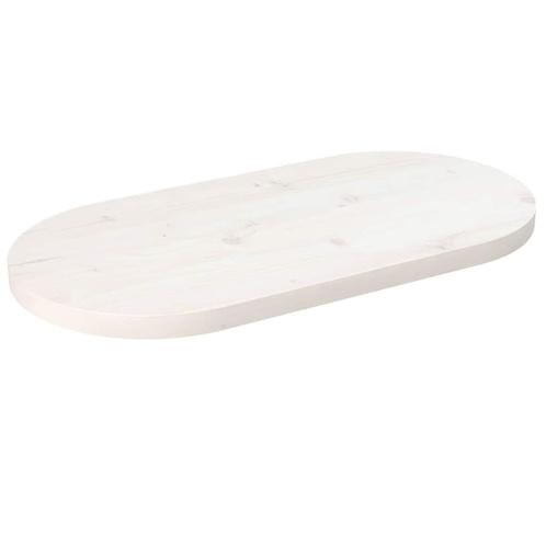vidaXL Tafelblad ovaal 80x40x2,5 cm massief grenenhout wit, Huis en Inrichting, Tafelonderdelen, Nieuw, Verzenden