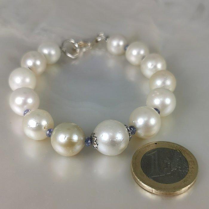Armband Zilver Parel - Tanzaniet - Southsea Ø 10,5x12,9 mm, Handtassen en Accessoires, Armbanden