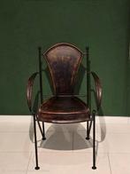 Chaise - Cuir, Fonte - Paire de fauteuils en cuir et en fer, Antiek en Kunst