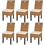 vidaXL Eetkamerstoel 6 st kubu rattan mangohout, Huis en Inrichting, Stoelen, Verzenden, Nieuw