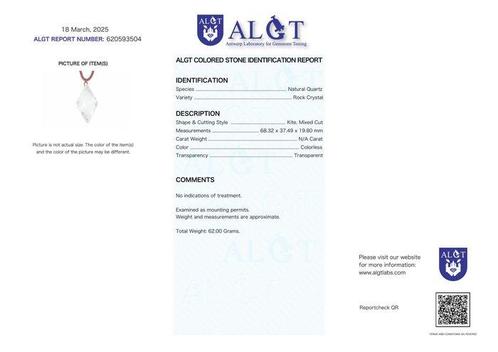 ALGT Gecertificeerd - Enorme Natuurlijke Rotskristalhanger -, Verzamelen, Mineralen en Fossielen