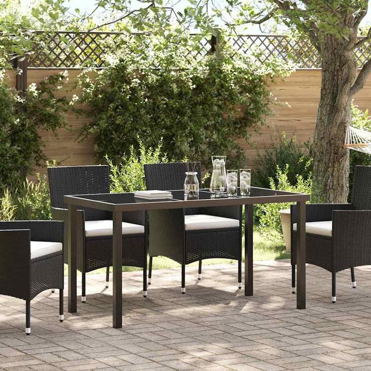 vidaXL Tuin Tafel Zwart 140 x 80 x 73 cm Massief teakhout, Tuin en Terras, Tuintafels, Nieuw, Verzenden