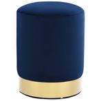 vidaXL Kruk fluweel 28 x 36 cm blauw en goudkleurig, Huis en Inrichting, Stoelen, Verzenden, Nieuw