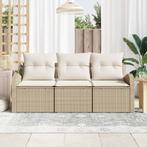 vidaXL Tuinbank Set met kussen 3 pcs Beige en wit Poly, Tuin en Terras, Verzenden, Nieuw