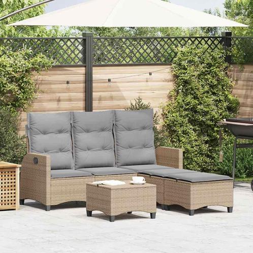vidaXL 3-delige Tuinbankstel met kussens L-vormig beige poly, Tuin en Terras, Tuinsets en Loungesets, Nieuw, Verzenden
