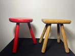 Kruk - Hout - Twee Vintage Houten Melkkrukken