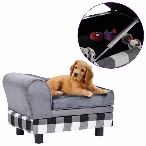 vidaXL Hondenbank 57x34x36 cm pluche grijs, Dieren en Toebehoren, Honden-accessoires, Nieuw, Verzenden