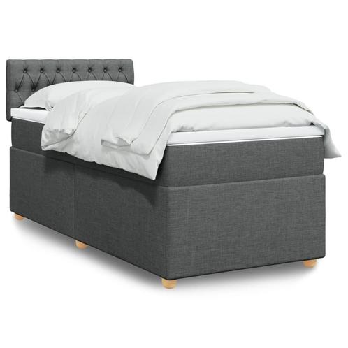 vidaXL Boxspring met matras stof donkergrijs Single, Huis en Inrichting, Slaapkamer | Bedden, Nieuw, Verzenden