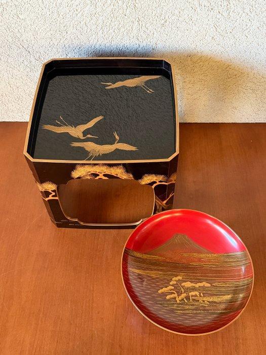 Dienblad (2) - dienblad met gouden kraanvogels en, Antiek en Kunst, Antiek | Overige Antiek