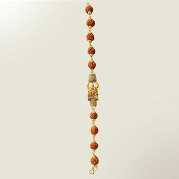 Messing Rudraksa armband met 10 kralen en OHM-hanger - ±19 beschikbaar voor biedingen