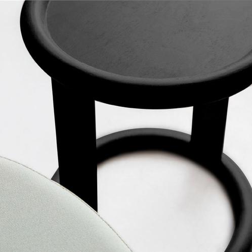 Fameg | Zwarte houten bijzettafel - Ø50 cm, Huis en Inrichting, Tafels | Bijzettafels, 45 tot 60 cm, Minder dan 55 cm, Rond, Nieuw