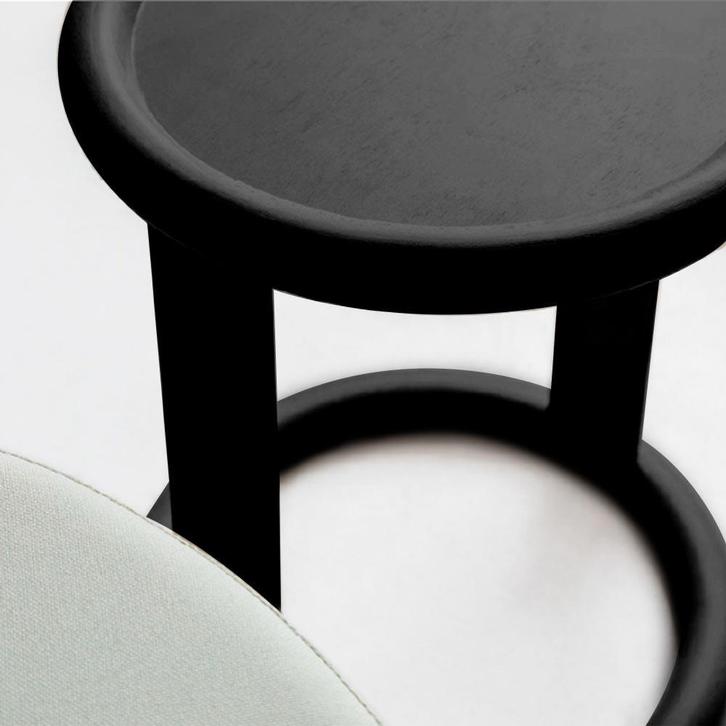 Fameg | Zwarte houten bijzettafel - Ø50 cm, Maison & Meubles, Tables | Tables d'appoint, Envoi