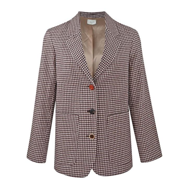 Alysi • geblokte wollen blazer • 34 (IT40), Kleding | Dames, Truien en Vesten, Rood, Nieuw, Maat 42/44 (L), Verzenden