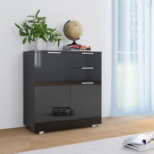 vidaXL Dressoir 71x35x80 cm spaanplaat hoogglans zwart, Huis en Inrichting, Kasten | Dressoirs, Nieuw, Verzenden