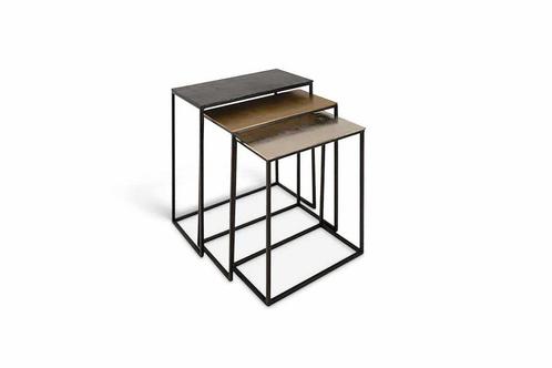 Bijzettafel Triplex Metaal (Set Van 3), Huis en Inrichting, Tafels | Bijzettafels, Nieuw, Ophalen of Verzenden