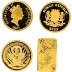 Wereld. 2002/2005 Kleine gouden herdenkingsmuntjes (4x), Postzegels en Munten