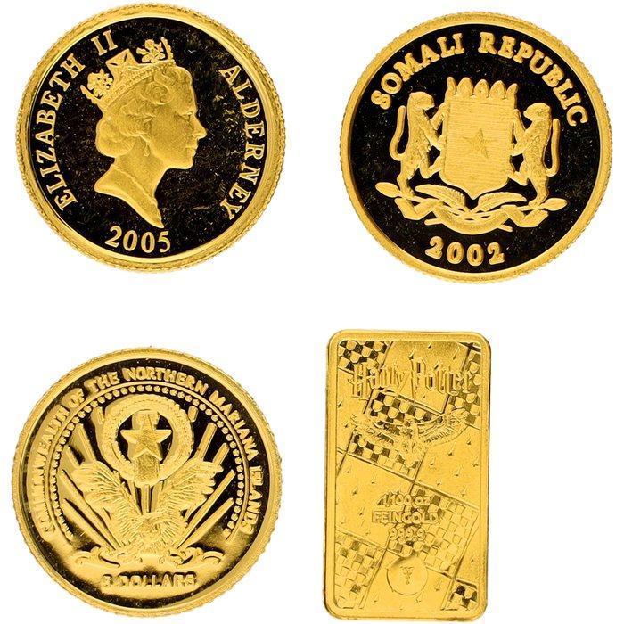 Wereld. 2002/2005 Kleine gouden herdenkingsmuntjes (4x), Postzegels en Munten, Munten | Europa | Niet-Euromunten