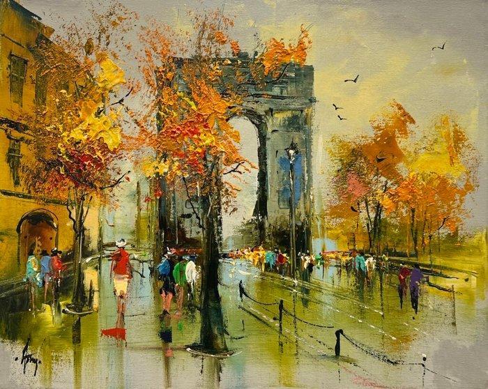 Alfred Anio (1967) - Autumn Stroll Through the City, Antiquités & Art, Art | Peinture | Classique