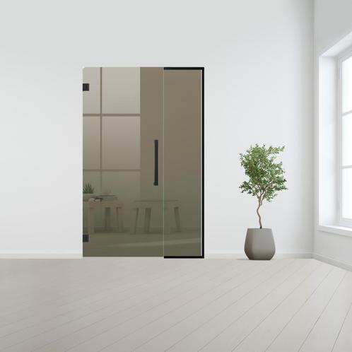 Glazen binnendeur met zijlicht zonder kozijn zwart beslag-Br, Doe-het-zelf en Bouw, Glas en Ramen, Nieuw, Verzenden